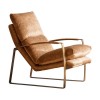 Tan Leather Armchair with Gold Frame - Fabien Gallery