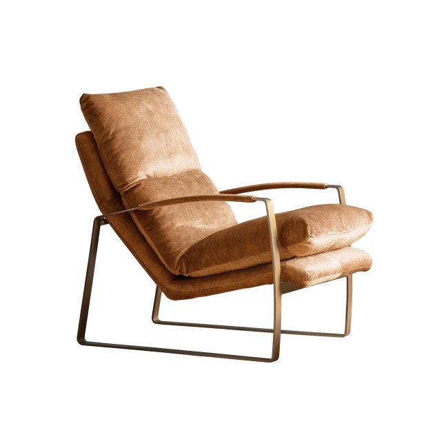 Tan Leather Armchair with Gold Frame - Fabien Gallery