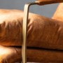 GRADE A2 - Tan Leather Armchair with Gold Frame - Fabien Gallery