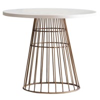 Round Bistro Table White and Gold - Caspian House