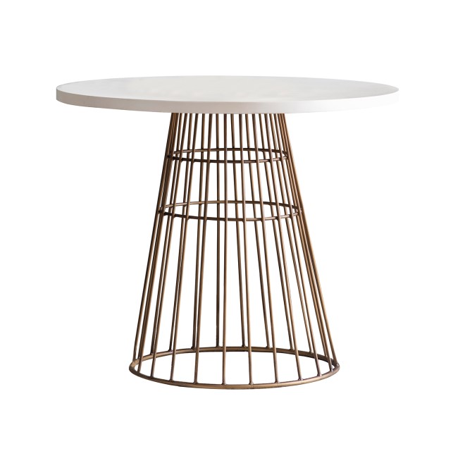 Round Bistro Table White and Gold - Caspian House