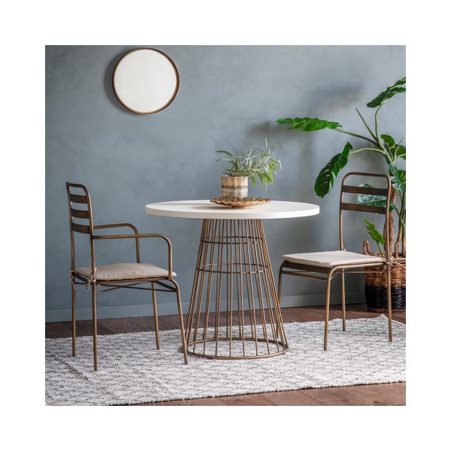 Round Bistro Table White and Gold - Caspian House