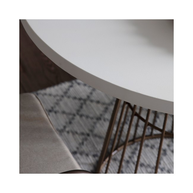 Round Bistro Table White and Gold - Caspian House