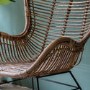Gallery Kenda Cane Wicker Lounger Chair with Bent Wood Natural Finish & Metal Legs