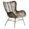 Gallery Kenda Cane Wicker Lounger Chair with Bent Wood Natural Finish &amp; Metal Legs