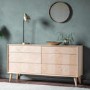 Gallery Milano Solid Oak Light Wood Chevron Style Sideboard with 6 Drawers