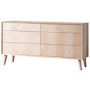 Gallery Milano Solid Oak Light Wood Chevron Style Sideboard with 6 Drawers