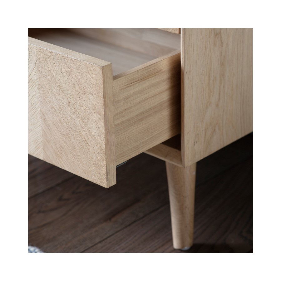 Gallery Milano Solid Oak Light Wood Chevron Style Sideboard with 6 Drawers