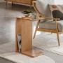 Oak Chevron Style Side Table with Storage - Milano - Caspian House