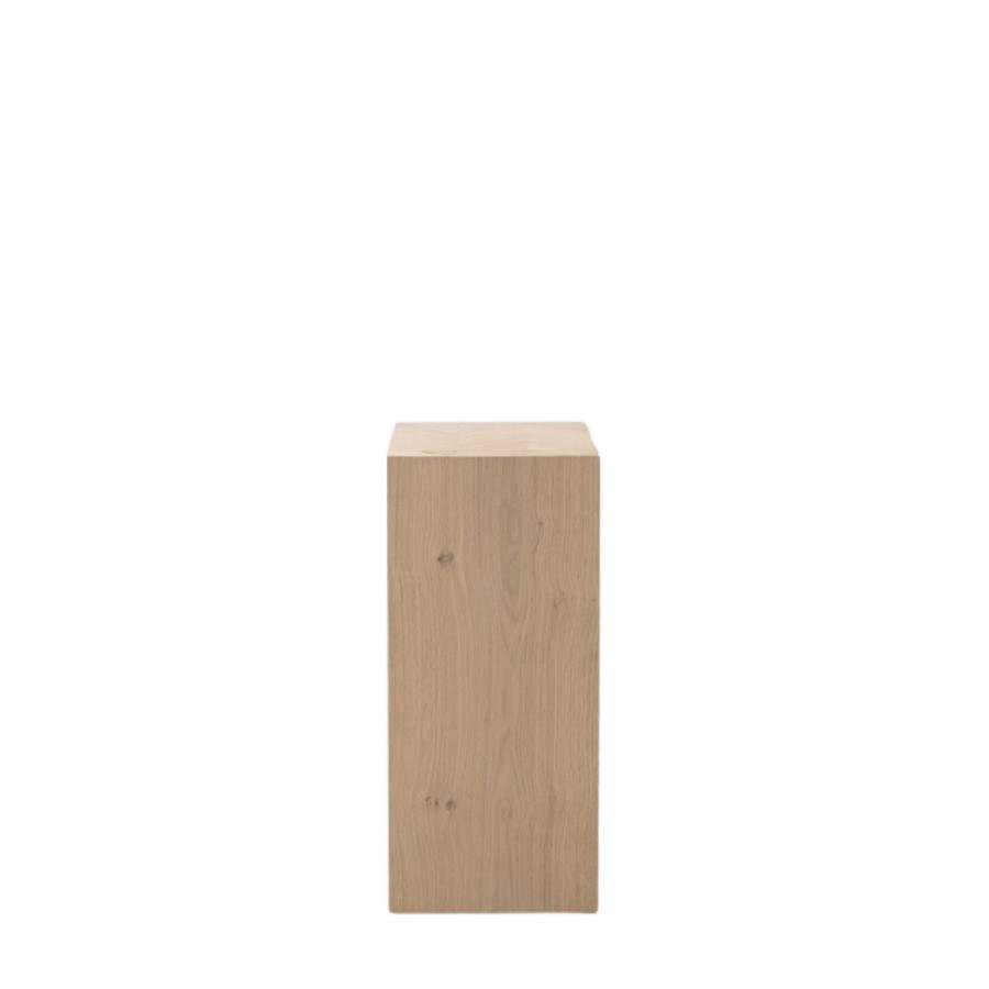 Oak Chevron Style Side Table with Storage - Milano - Caspian House