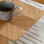 Oak Chevron Style Side Table with Storage - Milano - Caspian House
