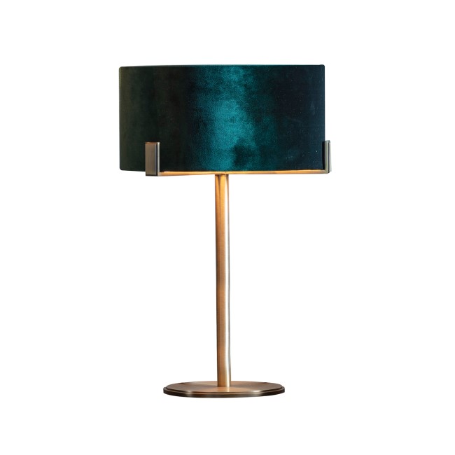 GRADE A2 - Table Lamp with Green Shade & Antique Brass Base - Nicholson