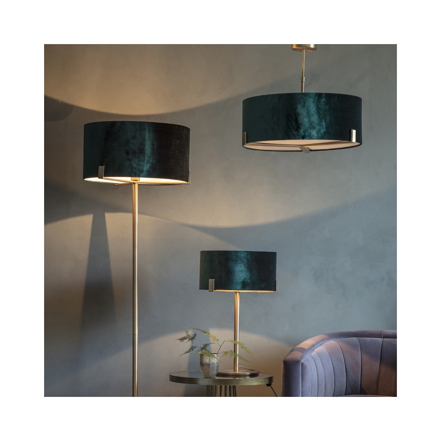 Brass Table Lamp with Emerald Green Shade - Nicholson