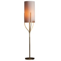 Floor Lamp with Brass Base & Linen Shade - Romana