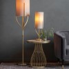 Floor Lamp with Brass Base &amp; Linen Shade - Romana