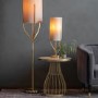 Floor Lamp with Brass Base & Linen Shade - Romana