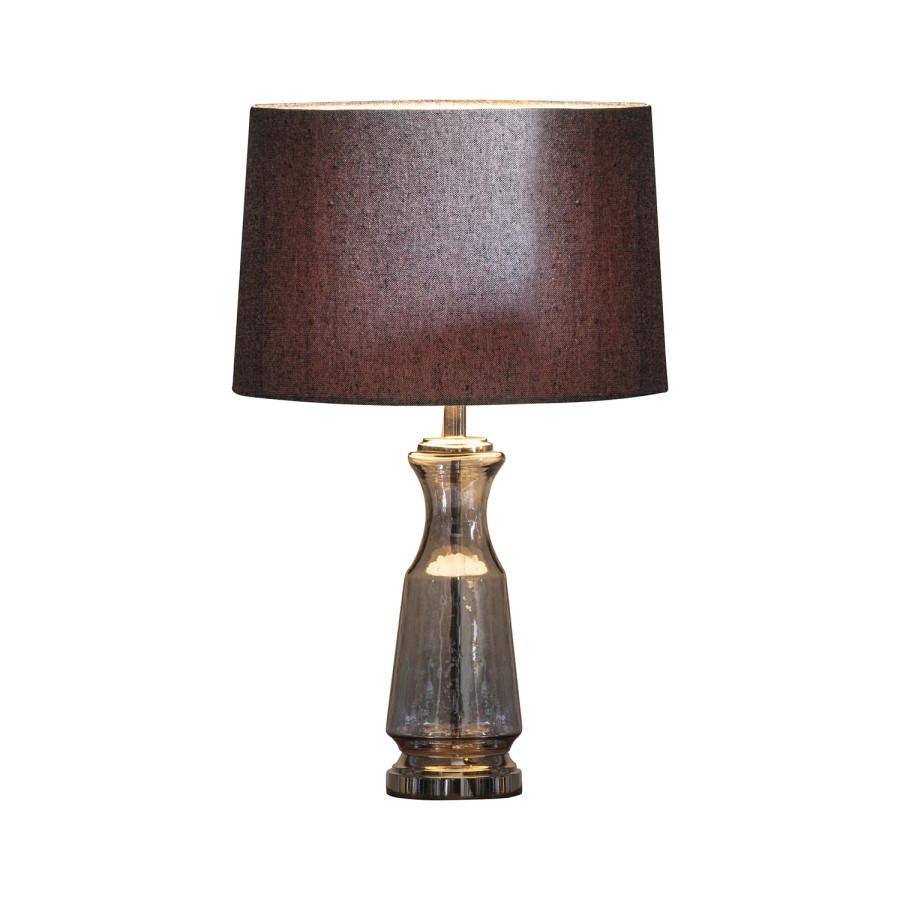 Table Lamp with Grey Shade & Grey Glass Base - Lastrea
