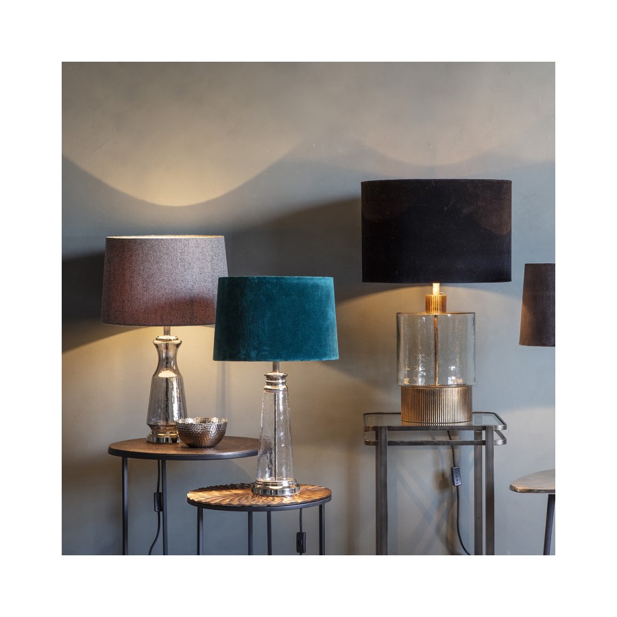 Table Lamp with Grey Shade & Grey Glass Base - Lastrea