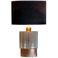 Table Lamp with Gold Hammered Glass Base & Black Velvet Shade - Mastro