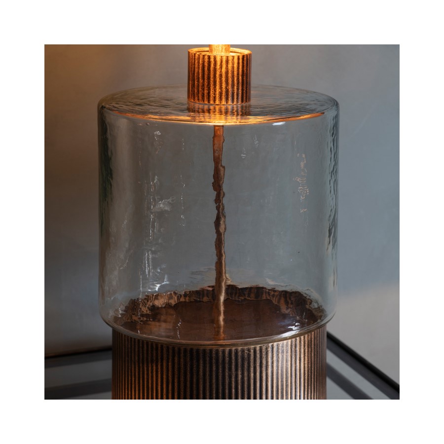 Table Lamp with Gold Hammered Glass Base & Black Velvet Shade - Mastro