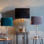 Table Lamp with Gold Hammered Glass Base & Black Velvet Shade - Mastro