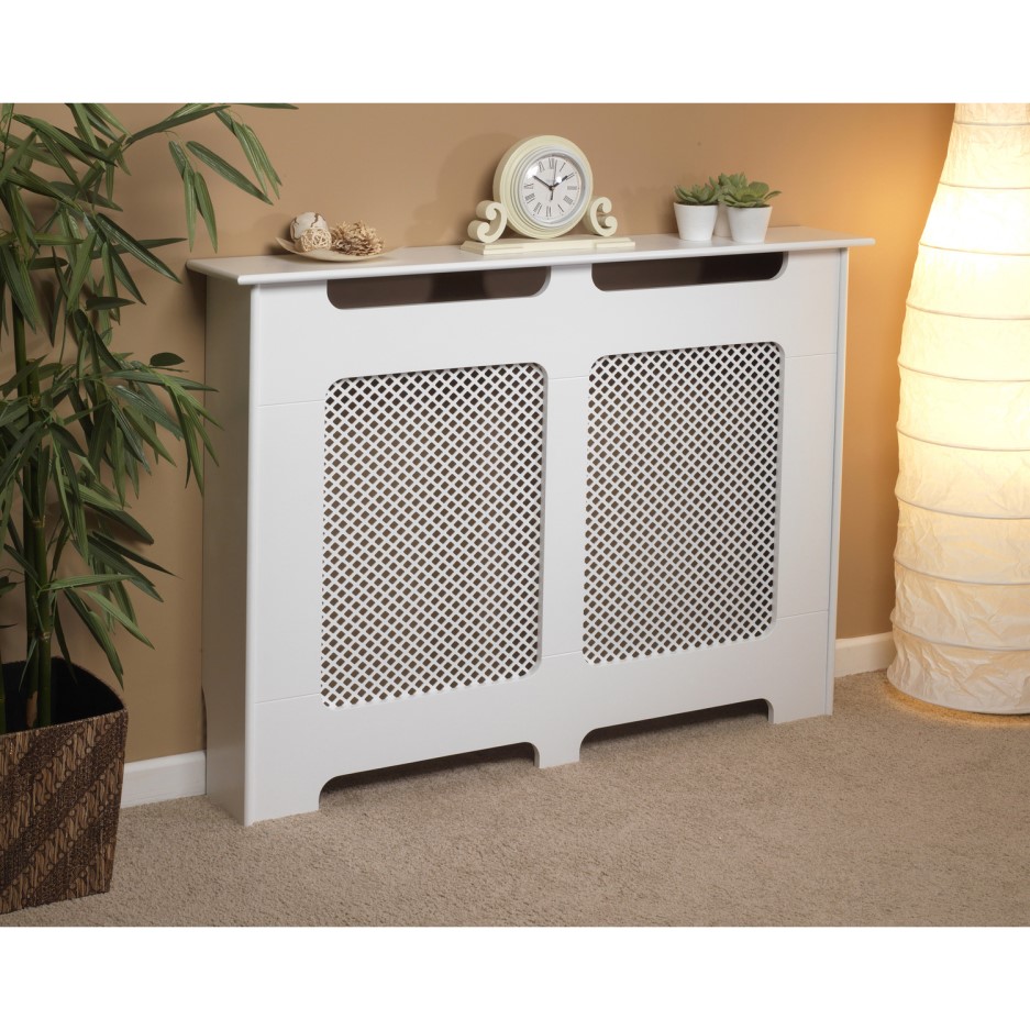 Beldray Medium Wooden Radiator Cover in White Satin Finish Furniture123