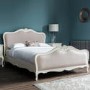 Gallery Chic Vanilla 5' Kingsize Bed With Subtle Grey Linen Upholstery