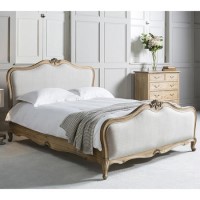 Gallery Chic Weathered 5' Kingsize Bed With Natural Cotton Linen