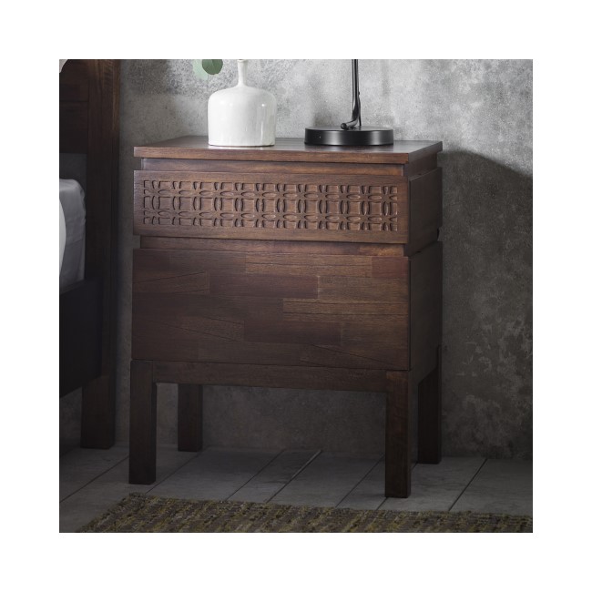 Caspian House Retreat Solid 2 Drawer Bedside Table