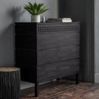Caspian House Solid 4 Drawer Chest of Drawers in Black Caspian House Solid 4 Drawer Chest of Drawers in Black