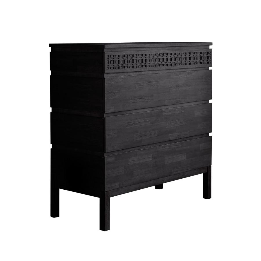 Caspian House Solid 4 Drawer Chest of Drawers in Black