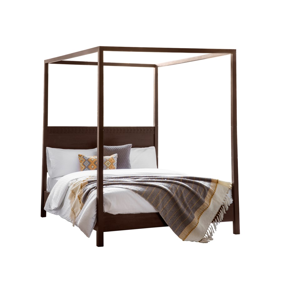 King Size Four Poster Bed Frame in Mango Wood - Retreat - Caspian House