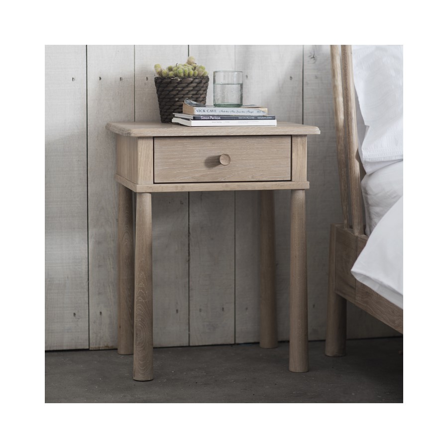 Light Wooden 1 Drawer Bedside Table - Caspian House