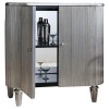 Gallery Jeeves Silver Drinks Cabinet with Black &amp; Mirrored Interior and 2 Shelves