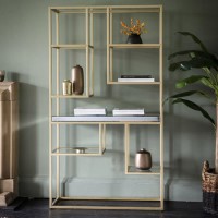 Tall Glass and Gold Open Bookcase - Pippard