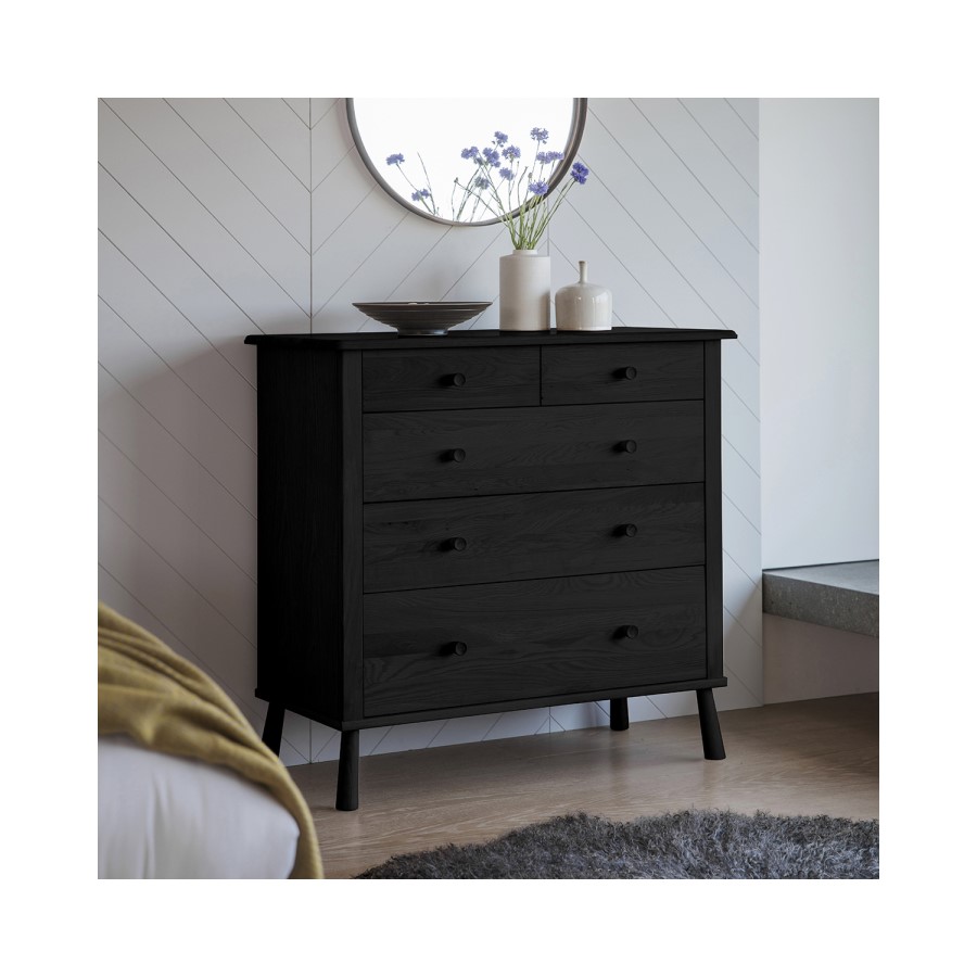Caspian House Black 5 Drawer Chest