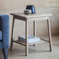 Light Wooden Bedside Table with Shelf - Caspian House