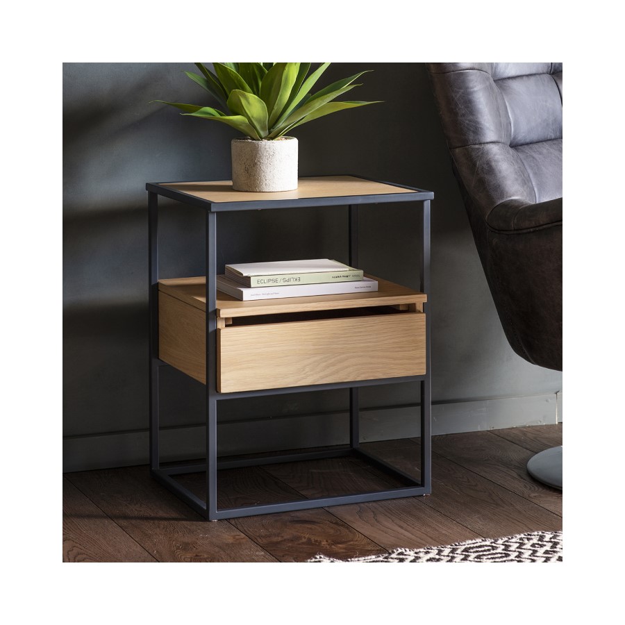 Gallery Balham Oak Bedside Table