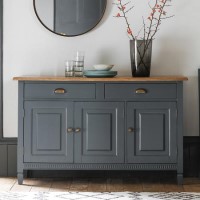 3 Door 2 Drawer Sideboard in Dark Grey & Oak - Caspian House