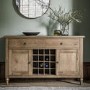 Large Oak Sideboard with Storage & Wine Rack - Caspian House