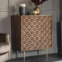 Gallery 2 Door Drinks Cabinet with Carved Finish - Kerala Range