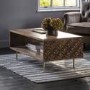 Gallery Solid Wood Coffee Table with Carved Detail & Brass Finish- Kerala Range
