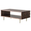 Gallery Solid Wood Coffee Table with Carved Detail &amp; Brass Finish- Kerala Range