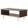 Gallery Solid Wood Coffee Table with Carved Detail & Brass Finish- Kerala Range