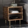 Gallery Solid Wood Side Table with Carved Detail & Brass Finish- Kerala Range