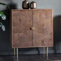 Gallery Drinks Cabinet in Solid Wood with Brushed Brass Finish - Ontario Range