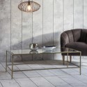 FOL100687 Rectangular Gold Glass Top Coffee Table with Storage - Raya