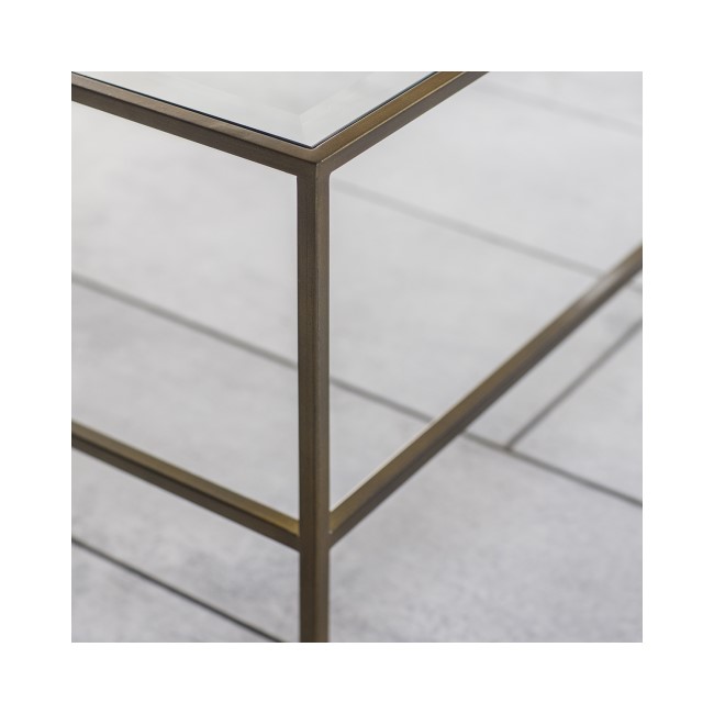 Rectangular Gold Glass Top Coffee Table with Storage - Raya