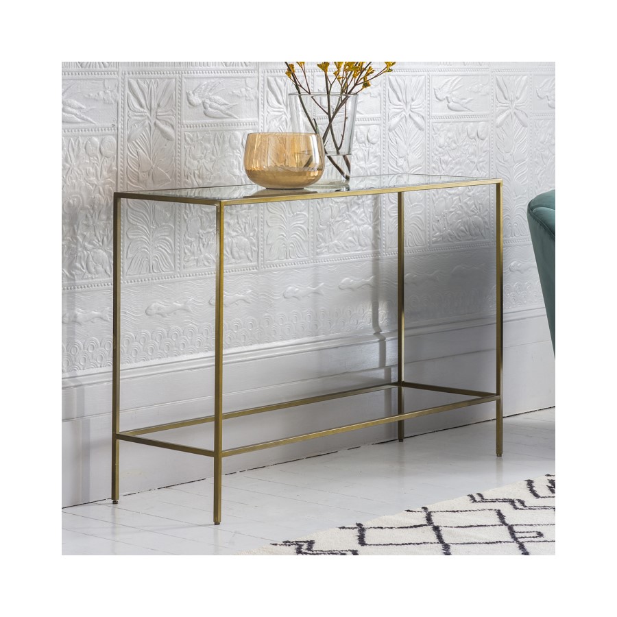 Raya Bronze and Glass Console Table - Caspian House
