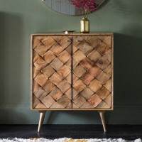 Gallery Carved Wood Drinks Cabinet with Burnt Wax Finish- Tuscany Range